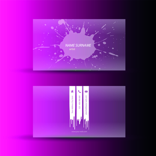 Pink business cards template design vector 02