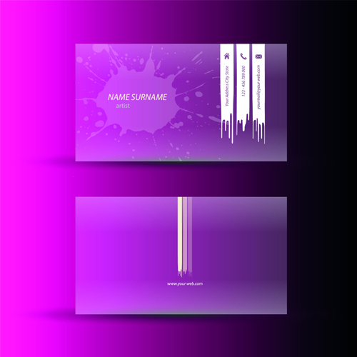 Pink business cards template design vector 04