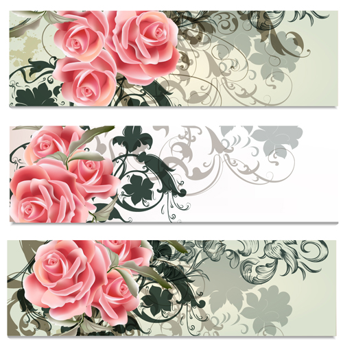 pink flowers flower floral banners banner 