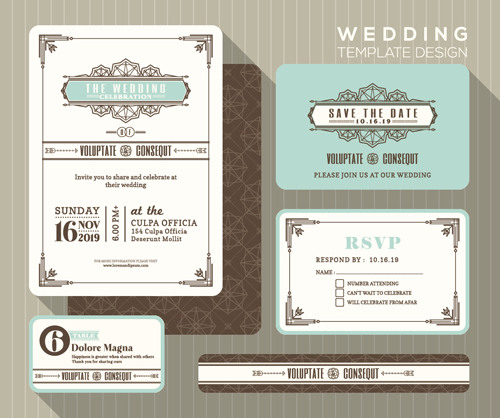 wedding vintage template restaurant menu invitation 