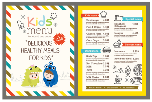 Restaurant menu template vintage vector 06