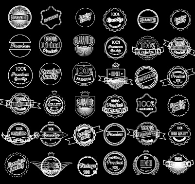 Round labels black style vector