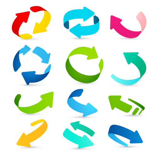 Set of colored arrows vector material 05
