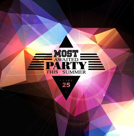 Summer night party poster vector material