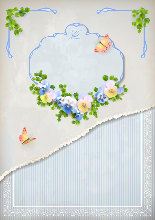 Vector set of spring flower cards design 01