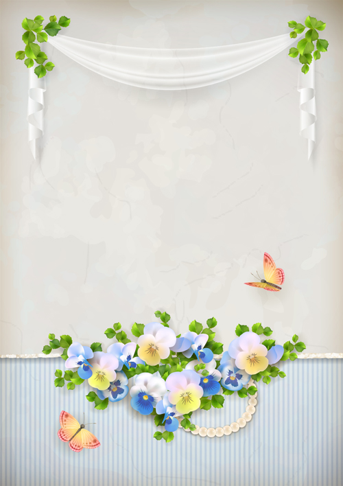 Vector set of spring flower cards design 03