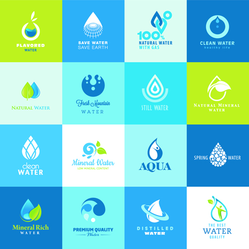 Vector water elements logos set