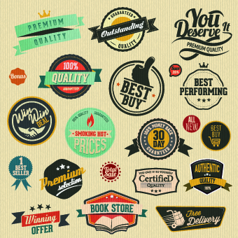 Vintage Quality labels vector 01
