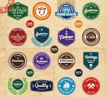 Vintage Quality labels vector 02