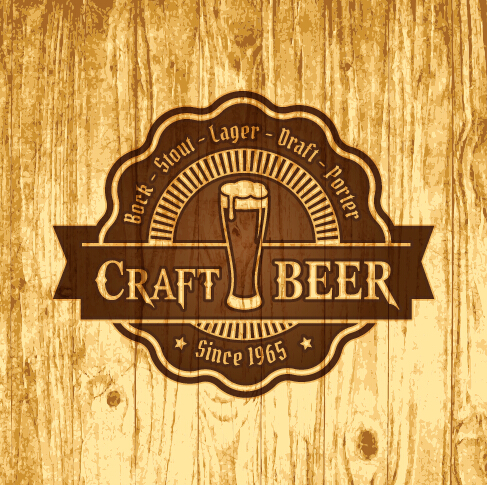 Vintage wooden beer labels vector 07