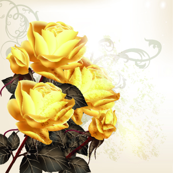 Vintage rose wedding Invitation cards vector 03