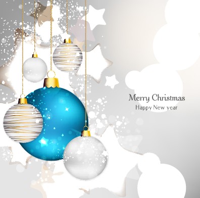 Shiny Xmas baubles design background vector 02