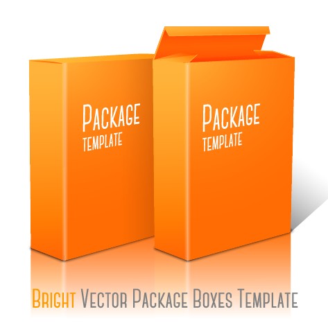 Yellow package box template vector graphics