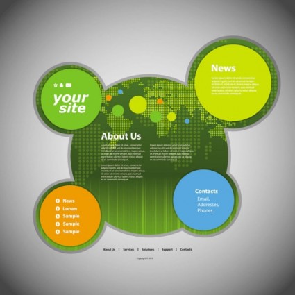 Circular website template green styles vector Circular website template green styles vector