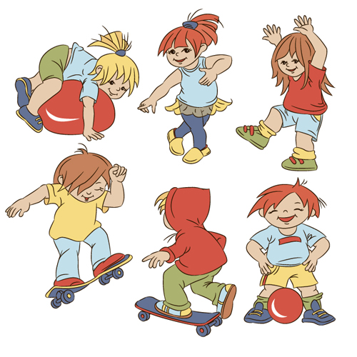 Set of cute cartoon children vector 02