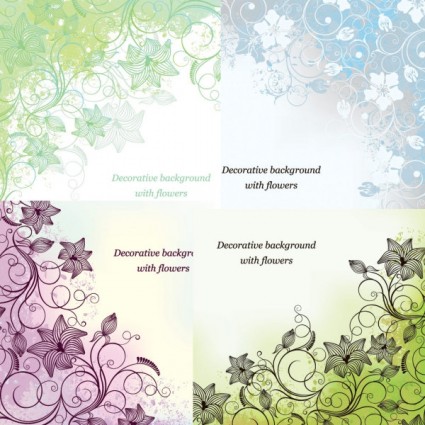 Decorative background with flowers vector Decorative background with flowers vector