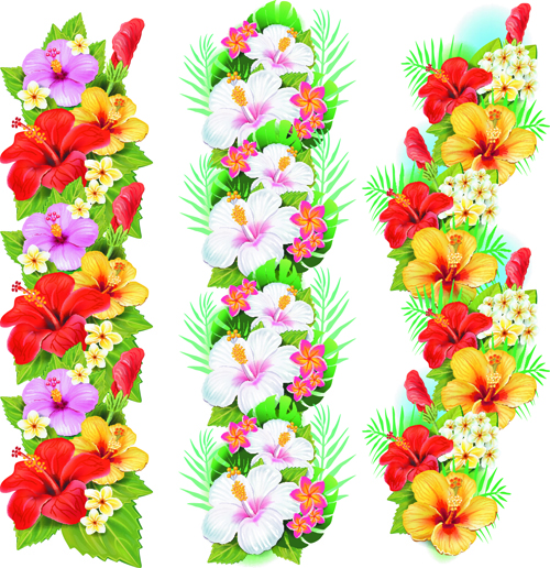 Flowers borders vector set 03