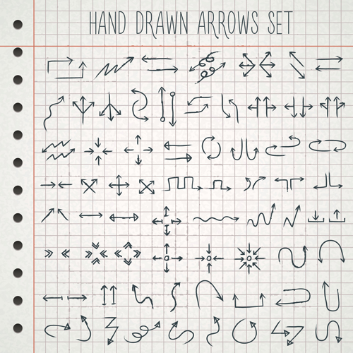 hand drawn arrows vector set