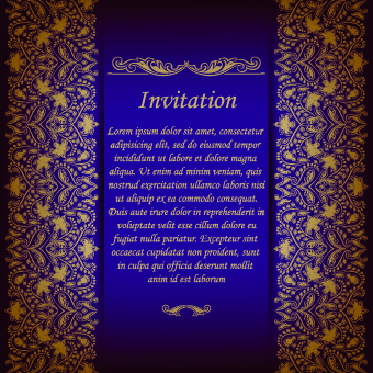 Retro floral invitation vector 05