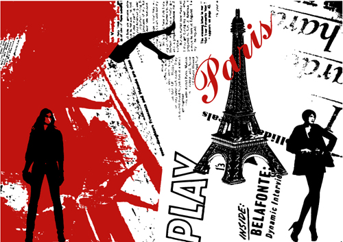 Stylish Paris elements vector set 07