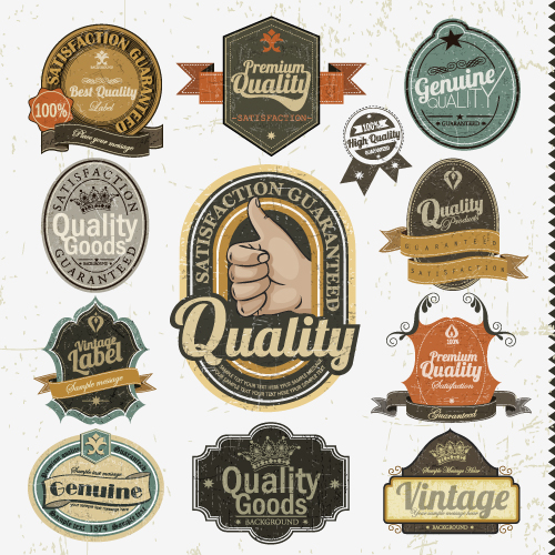 Set of Vintage badges & labels vector 03