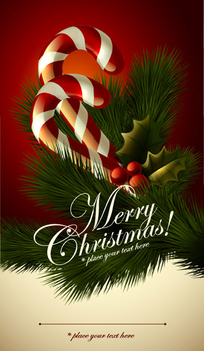 Cute Christmas elements cards vector 04