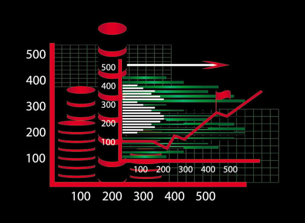 Business Figure on K Line vector 03
