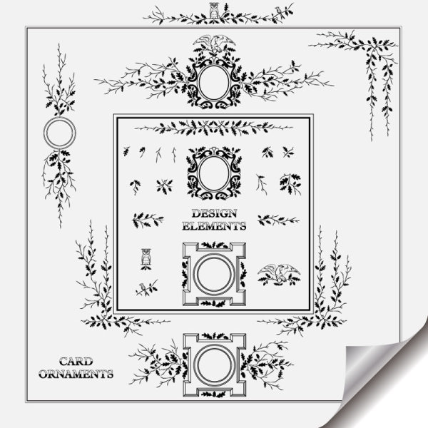 Retro Object Decorative Ornaments frames vector 01
