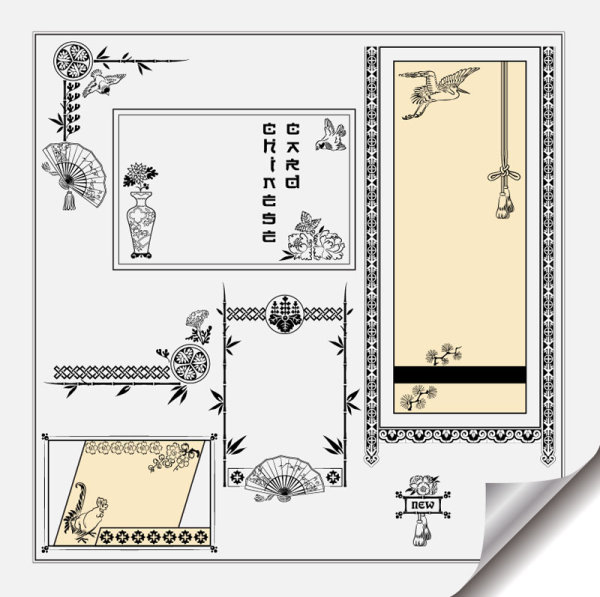 Retro Object Decorative Ornaments frames vector 04
