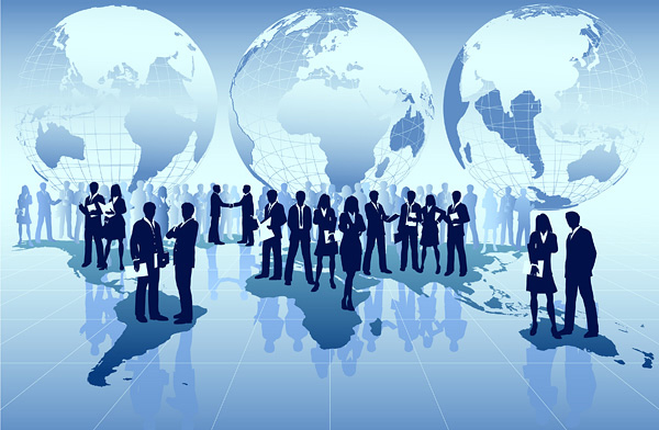 world white collar people silhouettes elite earth conversation business people business blue a map of infographics 