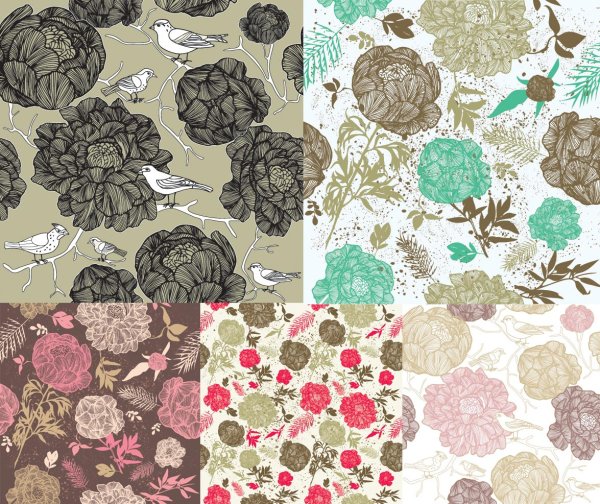 Drawing flowers background design elements