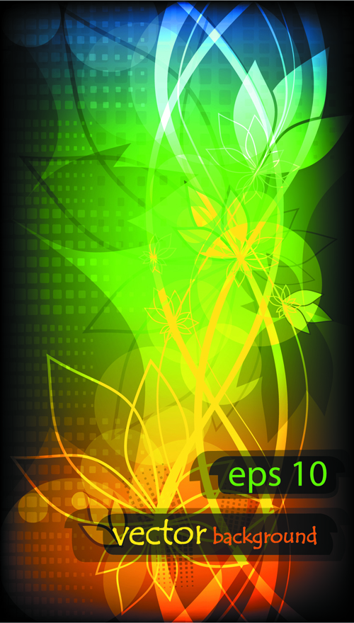 Abstract Halation Flowers Backgrounds Vector 3