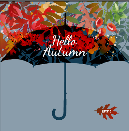 Autumn leaves and umbrella vector background Autumn leaves and umbrella vector background