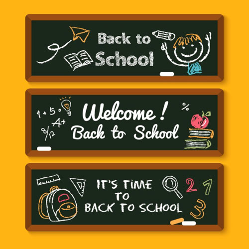 Back to school blackboard banners vectors Back to school blackboard banners vectors