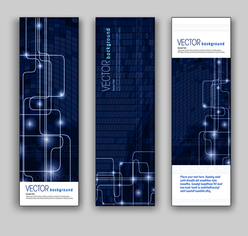 Blue Style Vertical banner vector 05