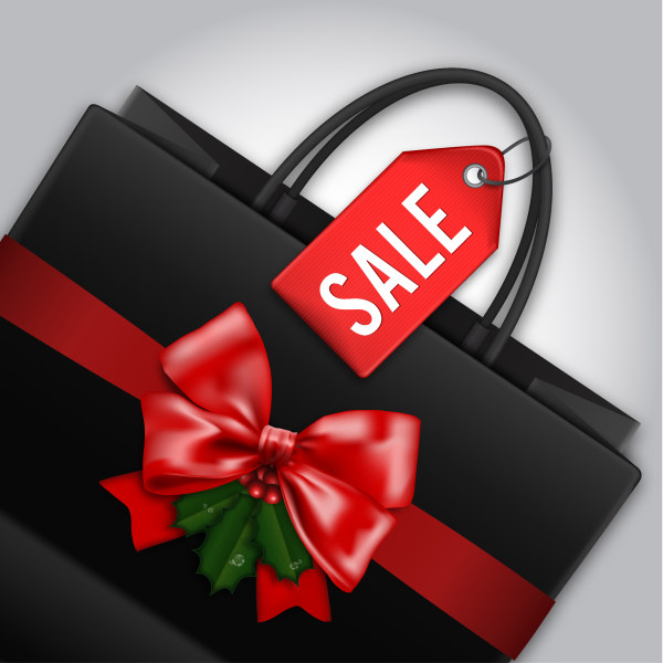 Beautiful bow bag with sale tag vector