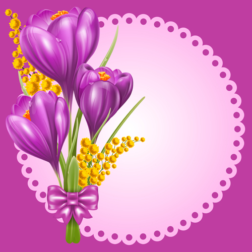 Beautiful purple flower card vectors 03
