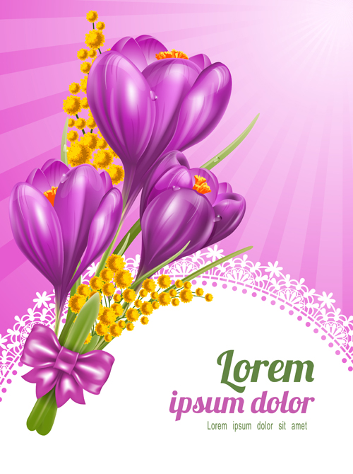 purple flower card vector card beautiful 