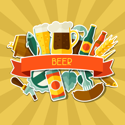 Beer flat style background vector design 05