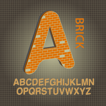 Brick style alphabet font design vector