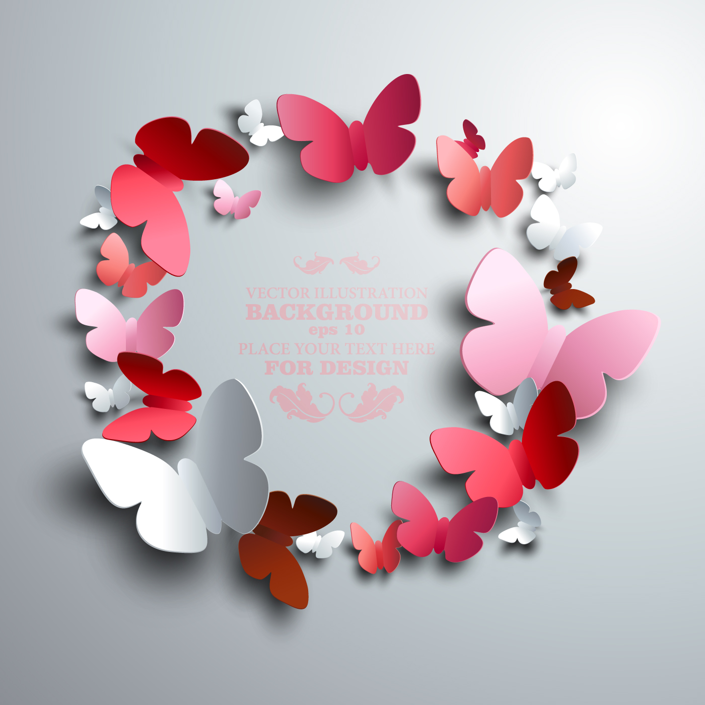 Paper butterflies vector backgrounds 04