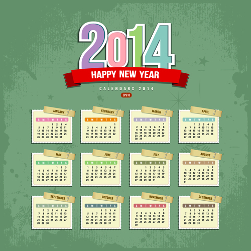 Set of Calendars 2014 Creative design vector 03