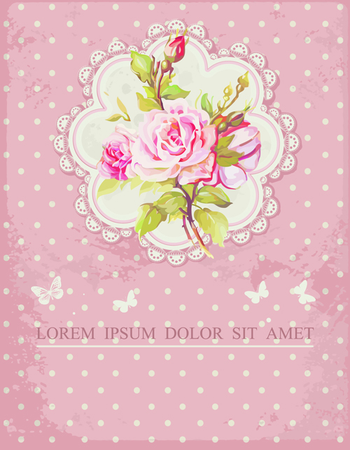 Vintage Flower Congratulation Cards vector 02