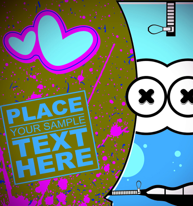 Funny Cartoon monster background vector graphic 03