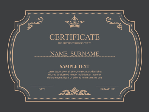 Certificates ornate design vector template 01