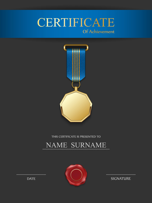 Certificates ornate design vector template 02