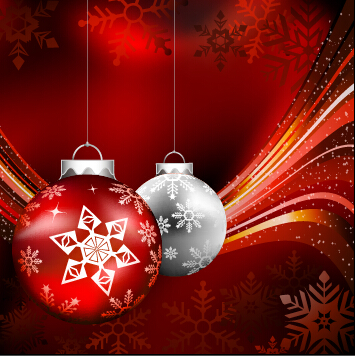 Christmas ball with abstract red background