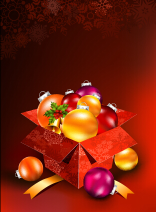 vector background gift box christmas baubles Backgrounds background 