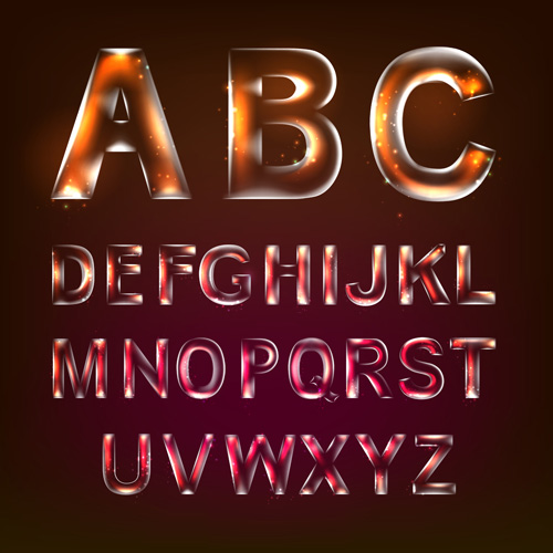 transparent colored alphabet 