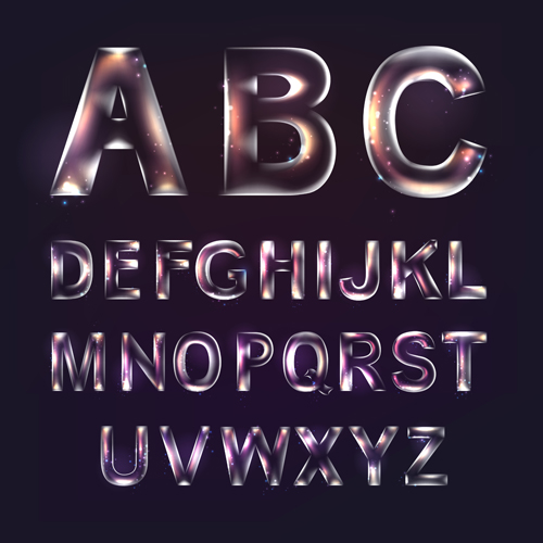 transparent colored alphabet 